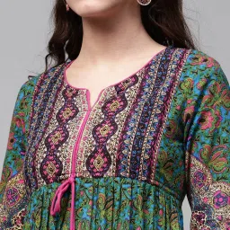 Rain and Rainbow Multicolor Printed Fit & Flare Kurta image 5