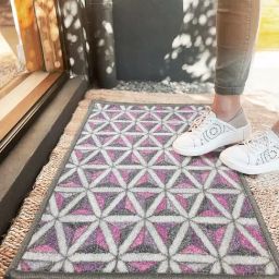 Bianca Purple Nylon Geometric Door Mat (Large)-12