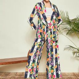KASSUALLY Navy & White Floral Print Co-Ord Set-image-83
