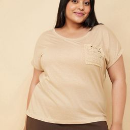 max Women Solid Round Neck Cotton T-shirt-image-80