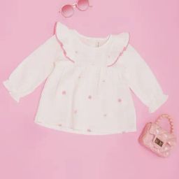 Pantaloons Baby Girls White Cotton Embroidery Top-image-100