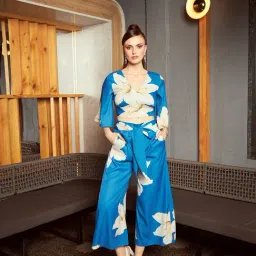 KASSUALLY Blue & White Floral Print Co-Ord Set-image-35