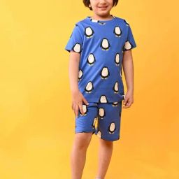 Anthrilo Kids Blue Cotton Printed T-Shirt & Short-image-10