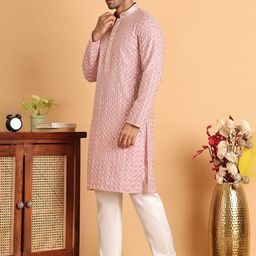 Jompers Men Embroidered Regular Sequinned Kurta with Pyjamas image 5