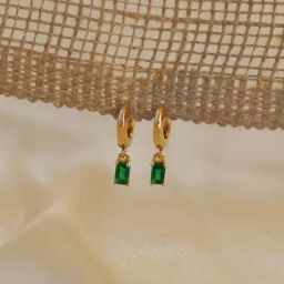 Perfectly Average Green Onyx Huggies for Women & Girls-83