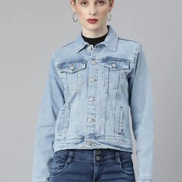 SHOWOFF Blue Regular Fit Denim Jacket-image-12