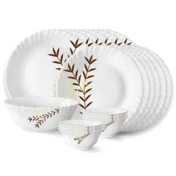 Larah by Borosil Oak Fluted White Opalware 19 Pieces Dinner Set-image-16