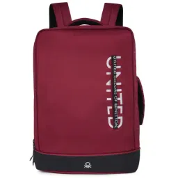 United Colors of Benetton Lennox Wine Polyester Solid Laptop Backpack - 20 Ltrs-picture-20