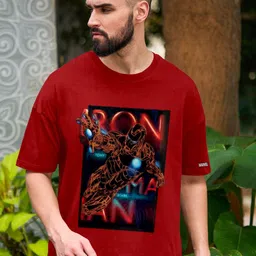 Metronaut Iron Man Printed Round Neck Drop Shoulder Pure Cotton Oversized T-shirt-image-39