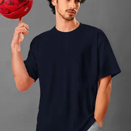 Moda Rapido Navy Blue Round Neck Oversized T-shirt-picture-20