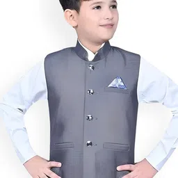 Qitty Boys Woven Nehru Jacket With Shirt-image-94