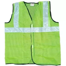 SSWW Nylon Reflector Safety Jacket Green High Visibility 25.4 mm (1 Inch) Tape Size for Construction Workers, Traffic Police or Others Services (Pack of 100 Piece)-24