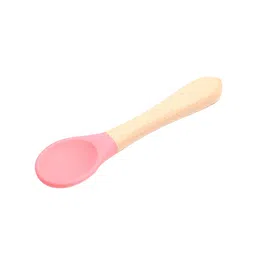 The Little Lookers Kids Pink Silicone Spoon With Bamboo Handle-image-81