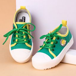 Cute Walk by Babyhug Lace Up Casual Shoes Smiley Applique - Green-image-95