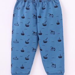 Ollypop Looper Lounge Pants Full Length Sail Boat Printed - Blue-picture-14