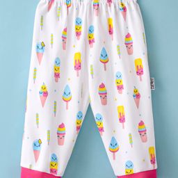 Child World Interlock Knit Full Length Lounge Pant Ice Cream Print - White-image-10