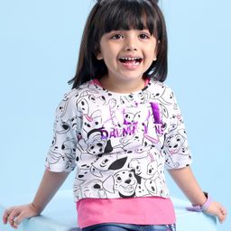 Babyhug Disney 100% Cotton Knit Half Sleeves Overlapped T-Shirt With 101 Dalmatians Graphics and Foil Detailing- Multicolor-image-91