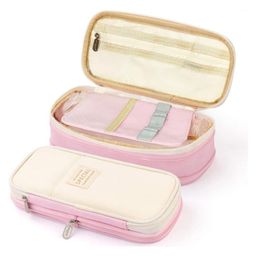 Bunie Large Capacity Multiple Compartment Pouch for Girls - Pack of 1 Pink-1