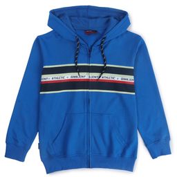 GINI & JONY Cotton Knit Full Sleeves  Hoddie with Patterned Stripes - Blue-image-63