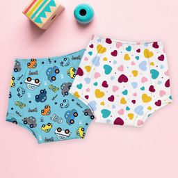 Mom's Home Cotton Unisex Baby Padded Underwear -Heart & Car- (2-3Y) Pack Of 2-19