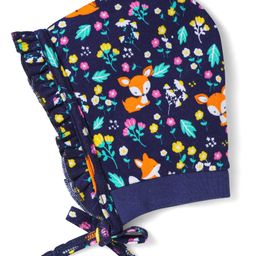 Babyhug 100% Cotton Interlock Knit Cap With Floral Print Navy Blue - Diameter 13 cm-image-87