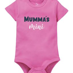 Zeezeezoo 100% Cotton Mothers Day Theme Half Sleeves Mummas Mini Text Printed Onesie - Pink-image-45