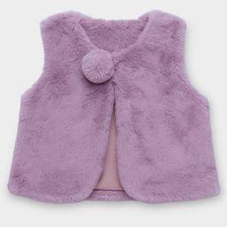 Mi Arcus Knit Sleeveless Pom Pom & Fur Detailed Shrug - Pink-image-87
