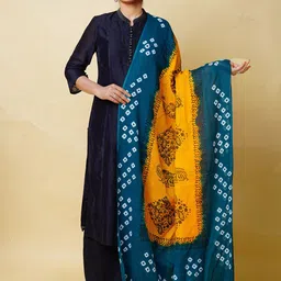 Unnati Silks Ethnic Motifs Dyed Cotton Silk Bandhani Dupatta-43
