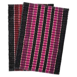 Aura Pink & Red 2 Pieces Striped Cotton Rectangle Durable Anti-Skid Doormats-15
