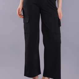 HIGH BUY Women Folded Waist Collar Cotton Cargo Trousers-image-33