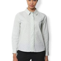 Van Heusen Light Green Self Print Shirt-picture-0