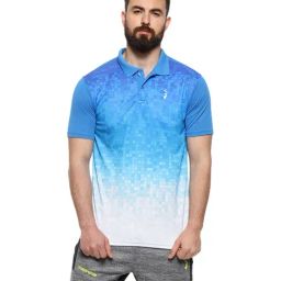 Campus Sutra Royal Blue Polyester Polo T-Shirt-image-12