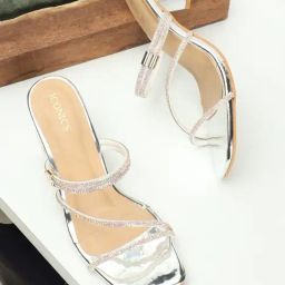 Iconics Women's Silver Casual Sandals-image-47