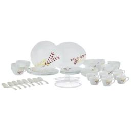 Larah by Borosil Oak Fluted White Opalware 63 Pieces Dinner Set-13