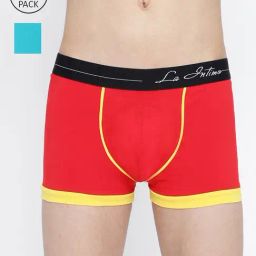 La Intimo Red & Teal Blue Comfort Fit Trunks - Pack Of 2-22