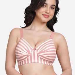 shyaway Striped Medium Coverage Lightly Padded Cotton Balconette Bra With All Day Comfort-38