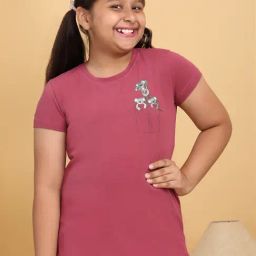 Sweet Dreams Girls Maroon Printed T-Shirt-image-37