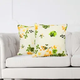 Swayam Beige & Green Cotton 160 TC Cushion Covers - Set of 2-image-40