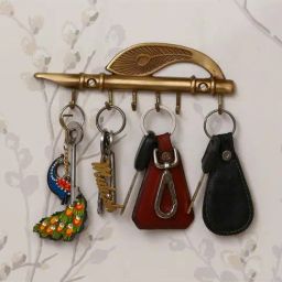 eCraftIndia Krishna Morpankh And Flute Design Brass Key Holder-image-35