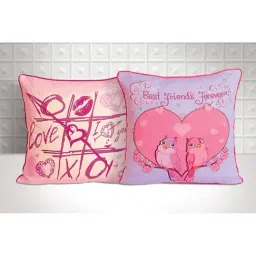 Swayam Pink & Purple Cotton 210 TC Kids Cushion Covers - Set of 2-34