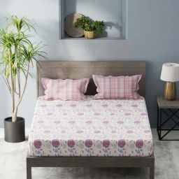 Bianca Denim Feel White Fabric 192 TC 150 GSM King Size Bedsheet With 2 Pillow Covers-picture-30