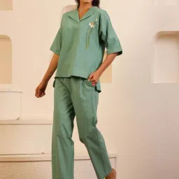 Say Green Cotton Regular Fit Night Suit-picture-6