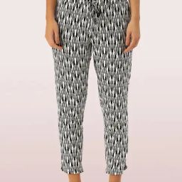 Enamor Black & White Printed Lounge Pants-image-50