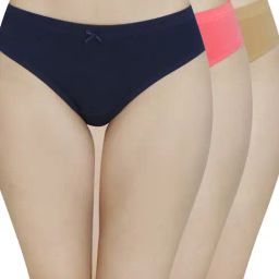 Amante Navy & Pink Cotton Bikini Panties-image-41