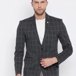 Crimsoune Club Grey Slim Fit Checks Blazer-12