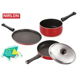 Nirlon Red Aluminium Non- Stick Cookware - Set of 3-picture-16
