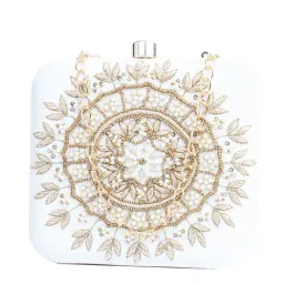 NR by Nidhi Rathi White Fabric Clutch-image-90