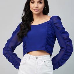 Carlton London Blue Crop Top-image-5