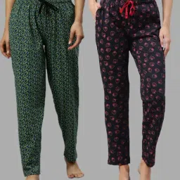 Kryptic Green & Navy Printed Pure Cotton Elasticated Waist Band Regular Fit Pyjamas - Pack of 2-picture-31