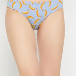 Clovia Blue Cotton Printed Bikini Panty-image-38